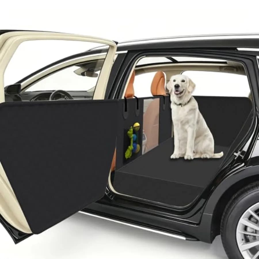 Coprisedile per auto per cani, per sedile posteriore, in tessuto Oxford impermeabile, con fondo rigido, antiscivolo, con protezione superiore.
