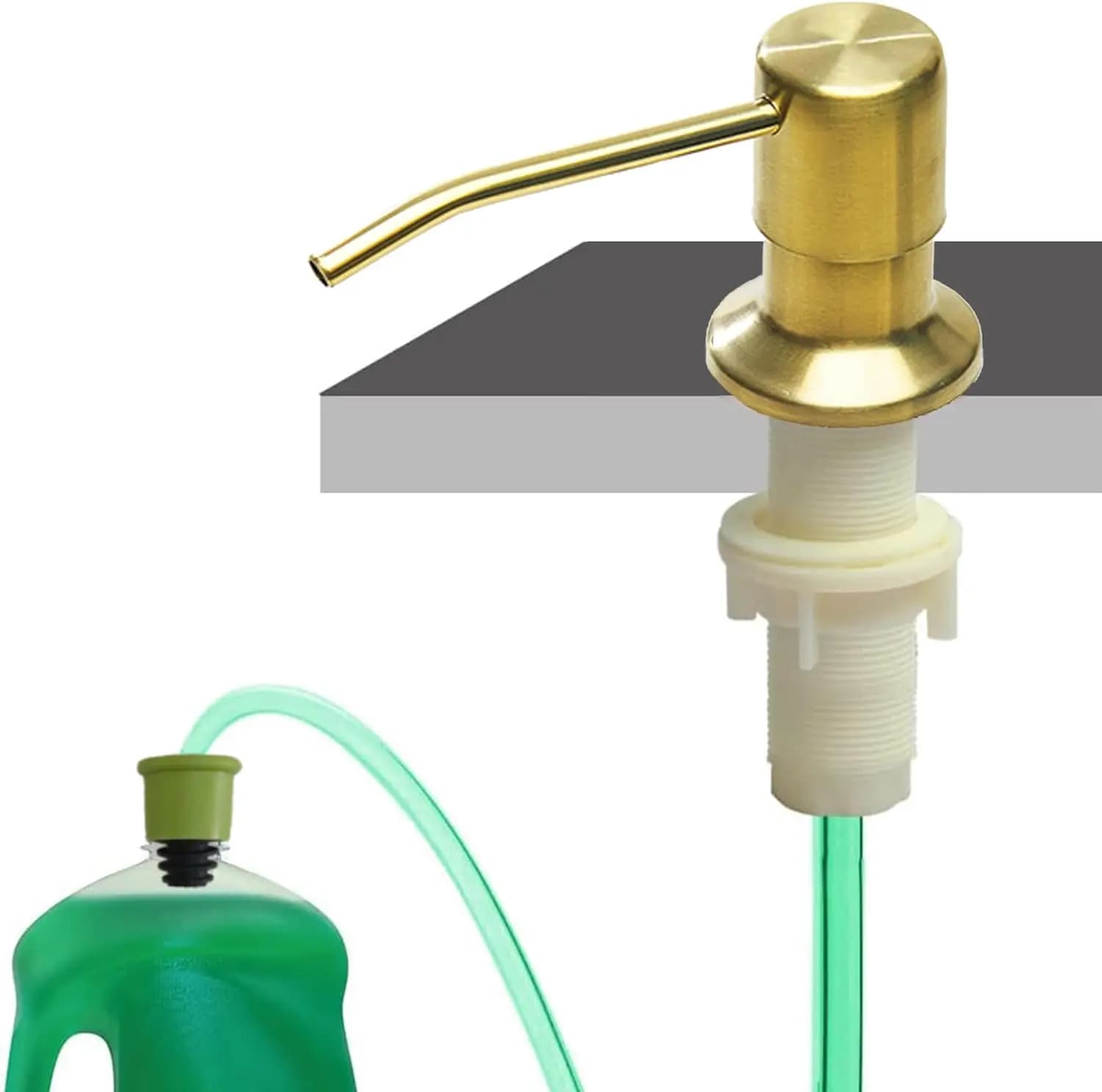 Kitchen Liquid Soap Dispenser Pump Head with 100cm Tube Built in Sink Detergent Dish Dispensers Golden Chrome Brushed Black