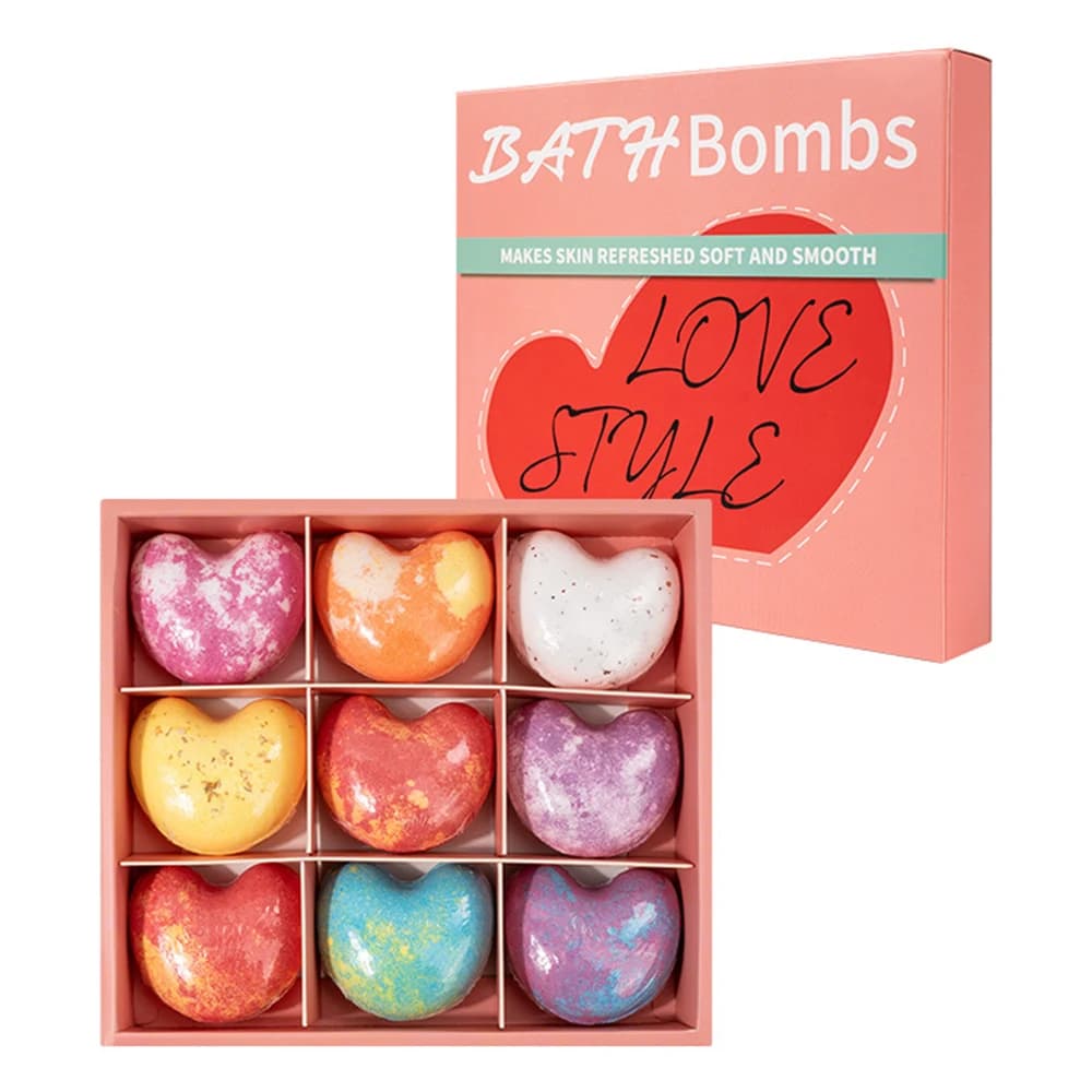 Bath Bomb Gift Set for Women 9 Pcs Bath Bombs with Essential Oils Natural Bubble Bathbombs for Dry Skin Valentine's Day Gifts