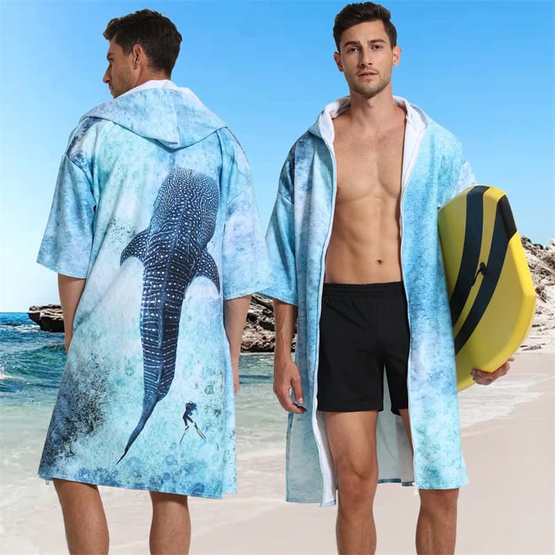 112x78cm Surf Poncho Changing Towel Hooded Robe Microfiber Beach Blanket Bath Towel Swim Towel Beach Poncho For Women Men