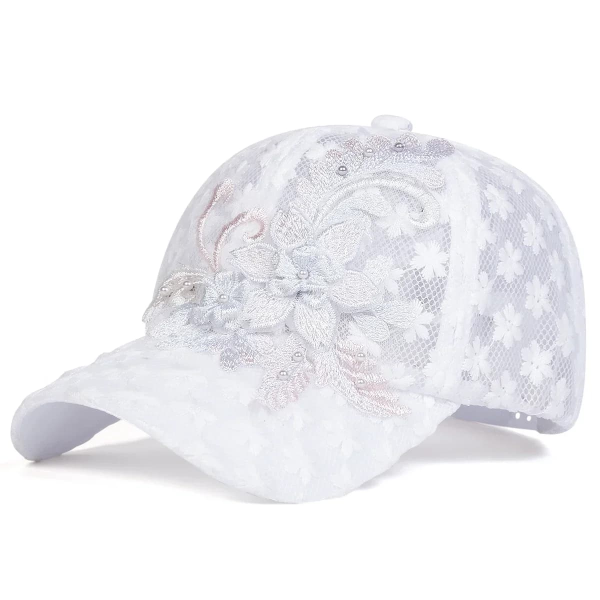 Cappellini da Baseball Unisex con Ricamo Floreale in Pizzo, Traspiranti, Regolabili, per Primavera ed Estate, Cappelli Casual da Esterno con Protezione Solare