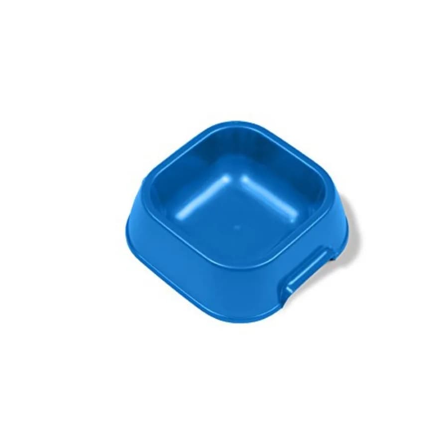 Pet Food and Water Bowl, 16 oz Capacity Plastic Dish for Dogs and Cats, Wide -Tip Base Prevents Spills, Blue