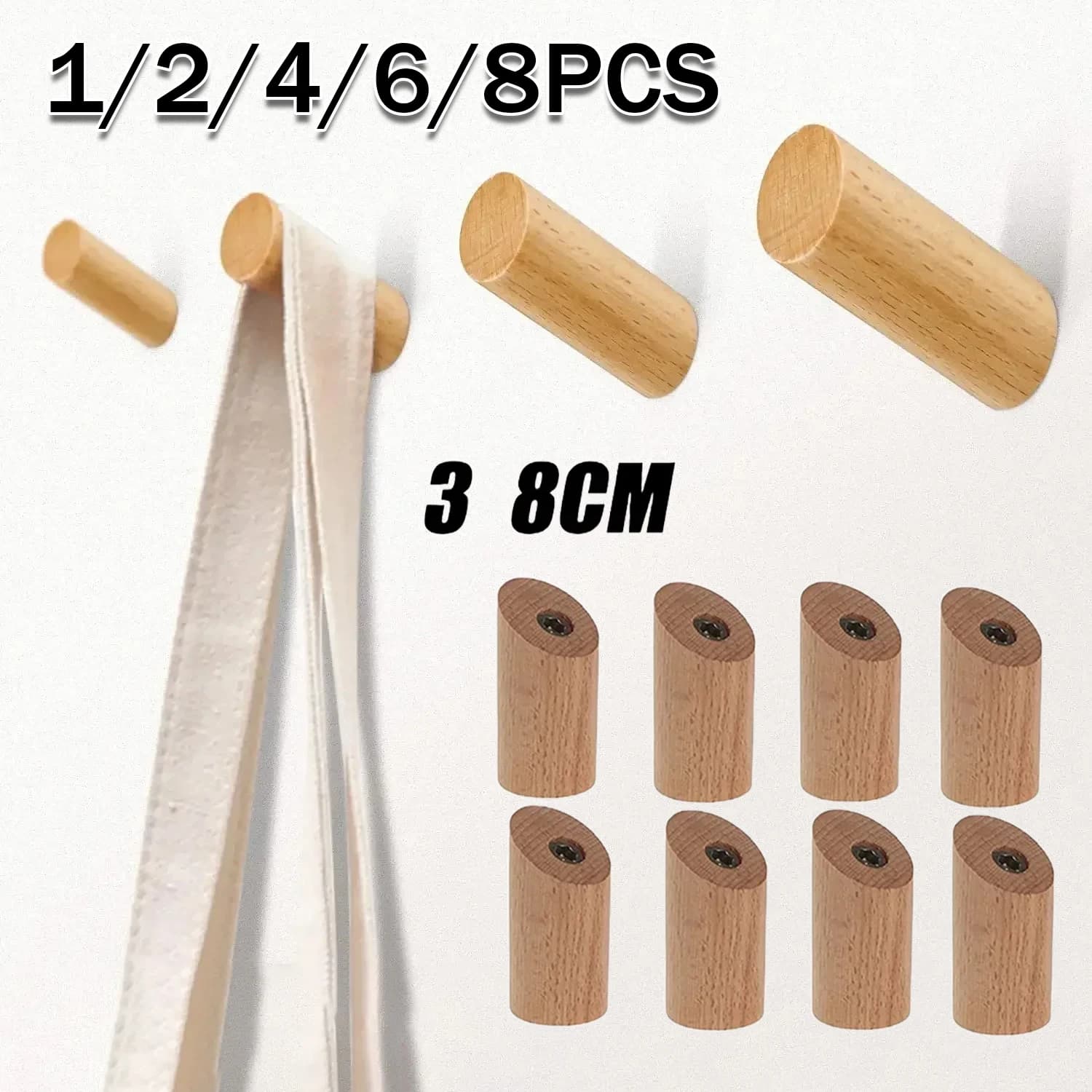 Ganci in legno montati a parete per vestiti, sciarpe, cappelli, cappotti, semplici decorazioni per la camera, portasciugamani, organizer per la casa