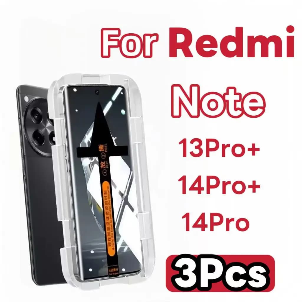 Proteggi schermo in vetro temperato da 3 pezzi per Xiaomi Redmi Note 14 13 Pro Plus Ultra HD trasparente antigraffio con kit di installazione facile