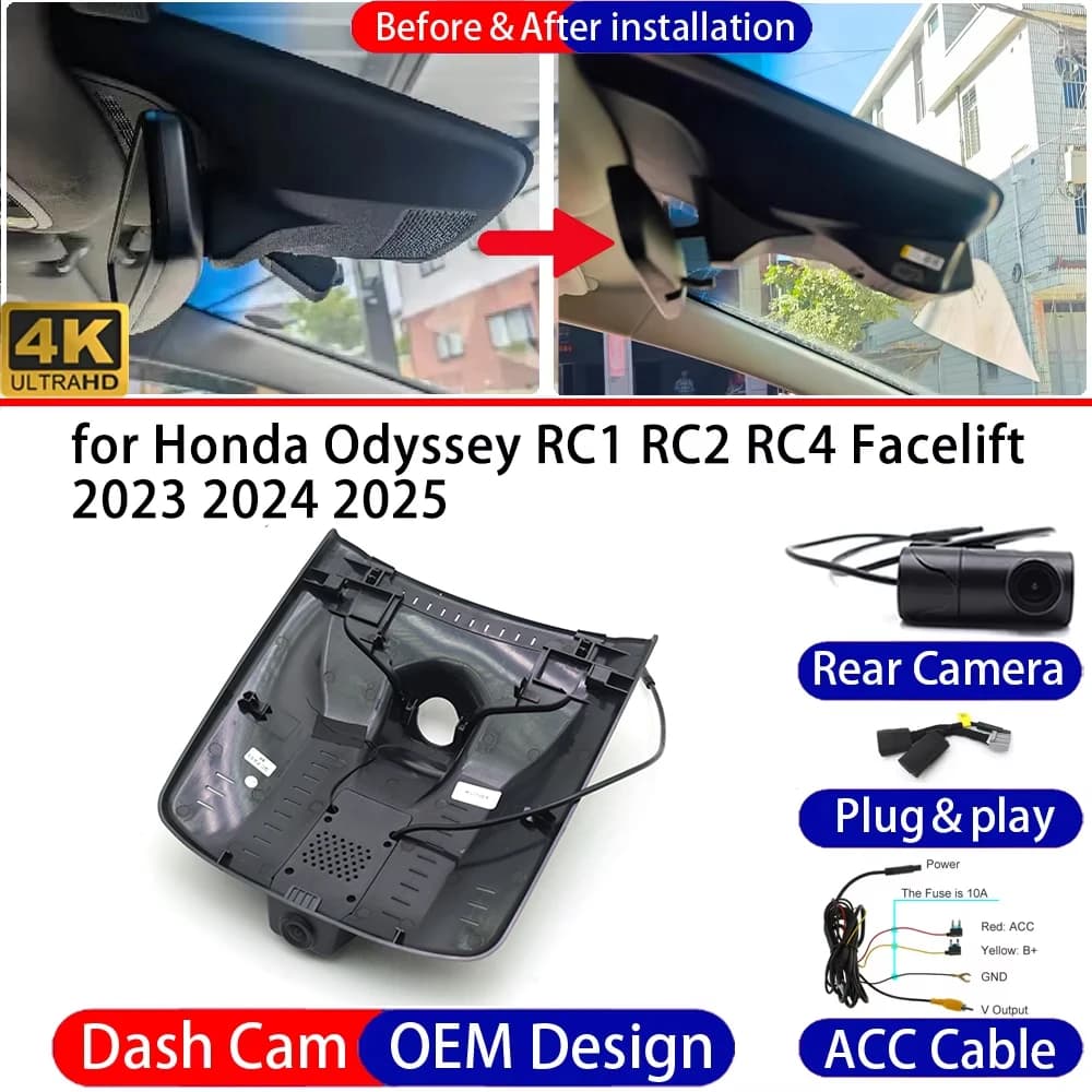 Dash Cam for Honda Accord 11 Mk11 CY 2023-2026 Front＆Rear 4K UHD DVR Dashboard Camera Video Drive Recorder Parking Mode