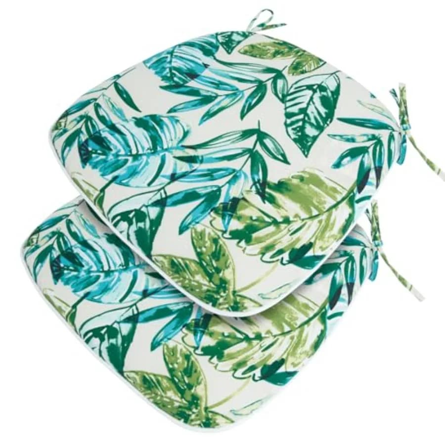 Set di 2 Cuscini per Sedie da Esterno, Cuscino per Seduta da Patio 17"x16"x2", Cuscino per Sedia da Pranzo a Forma di U 17x16 Pollici, Resistente all'Acqua e allo Sbiadimento