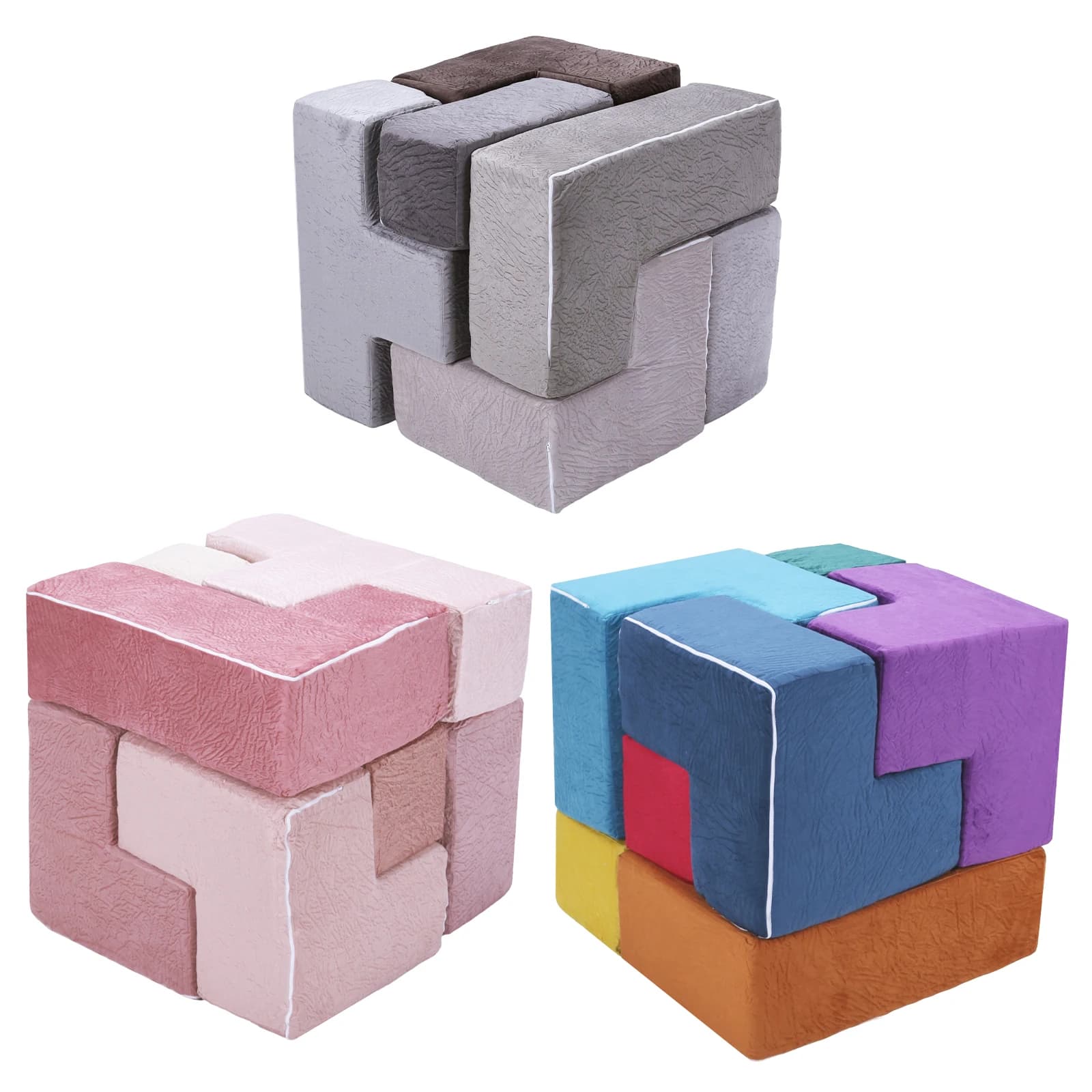 7 Pezzi di Blocchi Costruibili Lavabili in Spugna Elastica, Cuscini Resistenti all'Usura per Bambini, Ideali per Camere da Letto e Sale Giochi