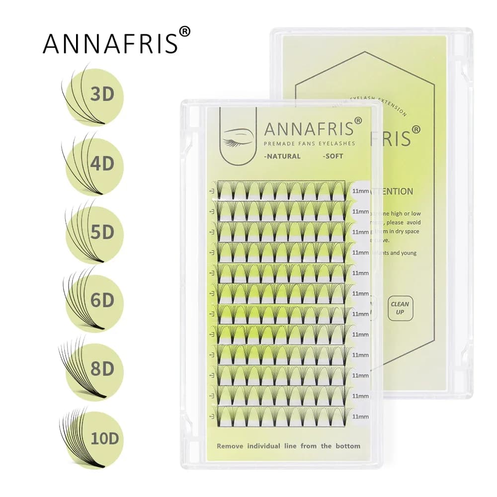 ANNAFRIS Premade Volume Fans Lash Extension 3D 4D 5D 6D 8D 10D Short Root Pre Made estensione ciglia individuale finto visone