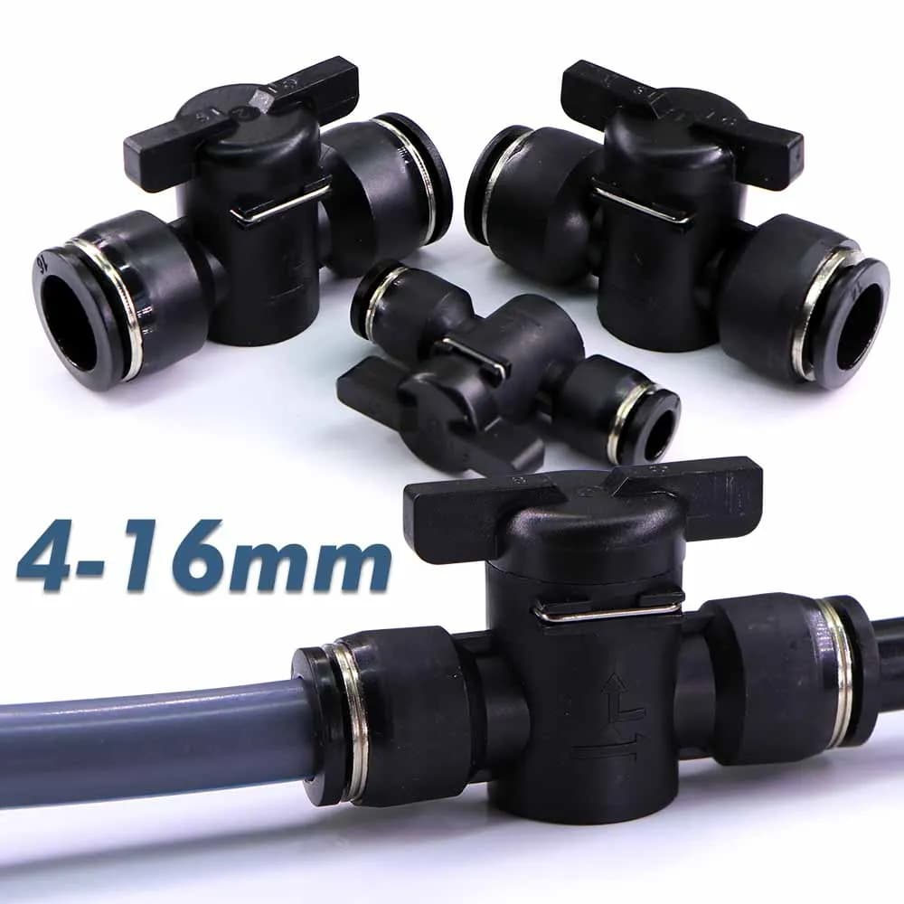 4-16mm Hand Valve Hose Adapter Slip Lock Quick Insert Release Connector Shut Off Stop Water Pneumatic Joint PE Tubing Fittings