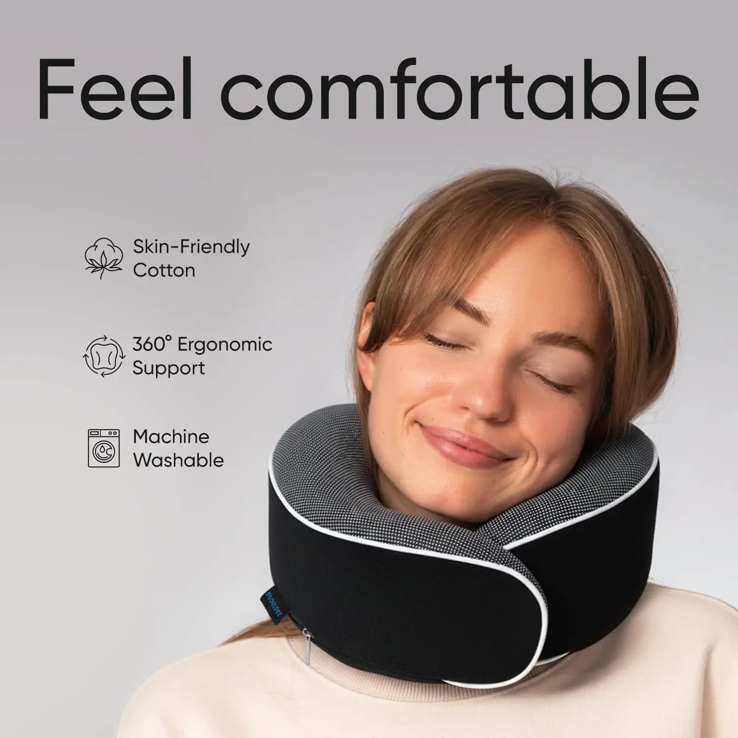 Cuscino Ortopedico per il Collo, Cuscini da Viaggio per Aerei, Kit in Memory Foam, 360 ° Supporto per la testa, cuscino per il collo