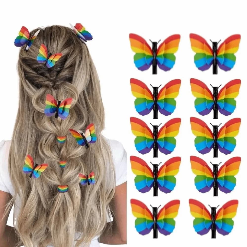 10Pcs/Set 3D Butterfly Hair Clip Colorful Handmade Butterfly Hair Accessory Portable Hairpins Butterfly Headpiece
