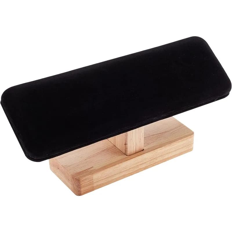 1pc Wooden Watch Display Stand Black Velvet T-Bar Bracelet Holder Jewelry Organizer Stand Removable Bangle Pendants Anklet Tower