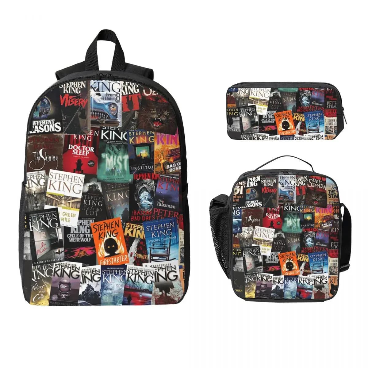 Copertine per libri Stephen King, Zaino per tormi di biblioteca horror Studente Ragazzi Ragazze BookBag Borsa da scuola Borsa da pranzo isolata 3ps Astuccio