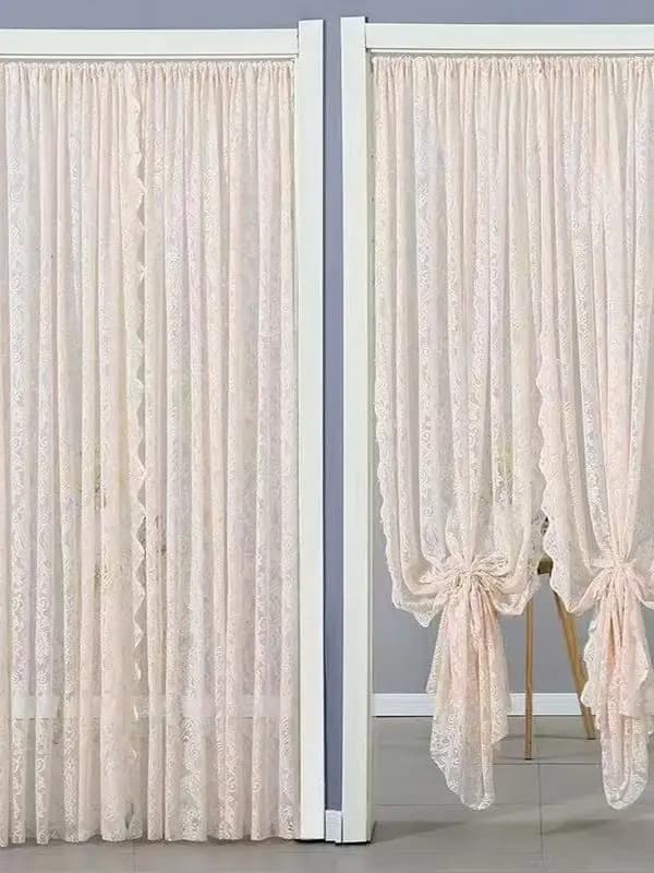 Lace curtain for door, without drilling, with extendable rod, anti-slip, curtain partition, home decoration, bedding