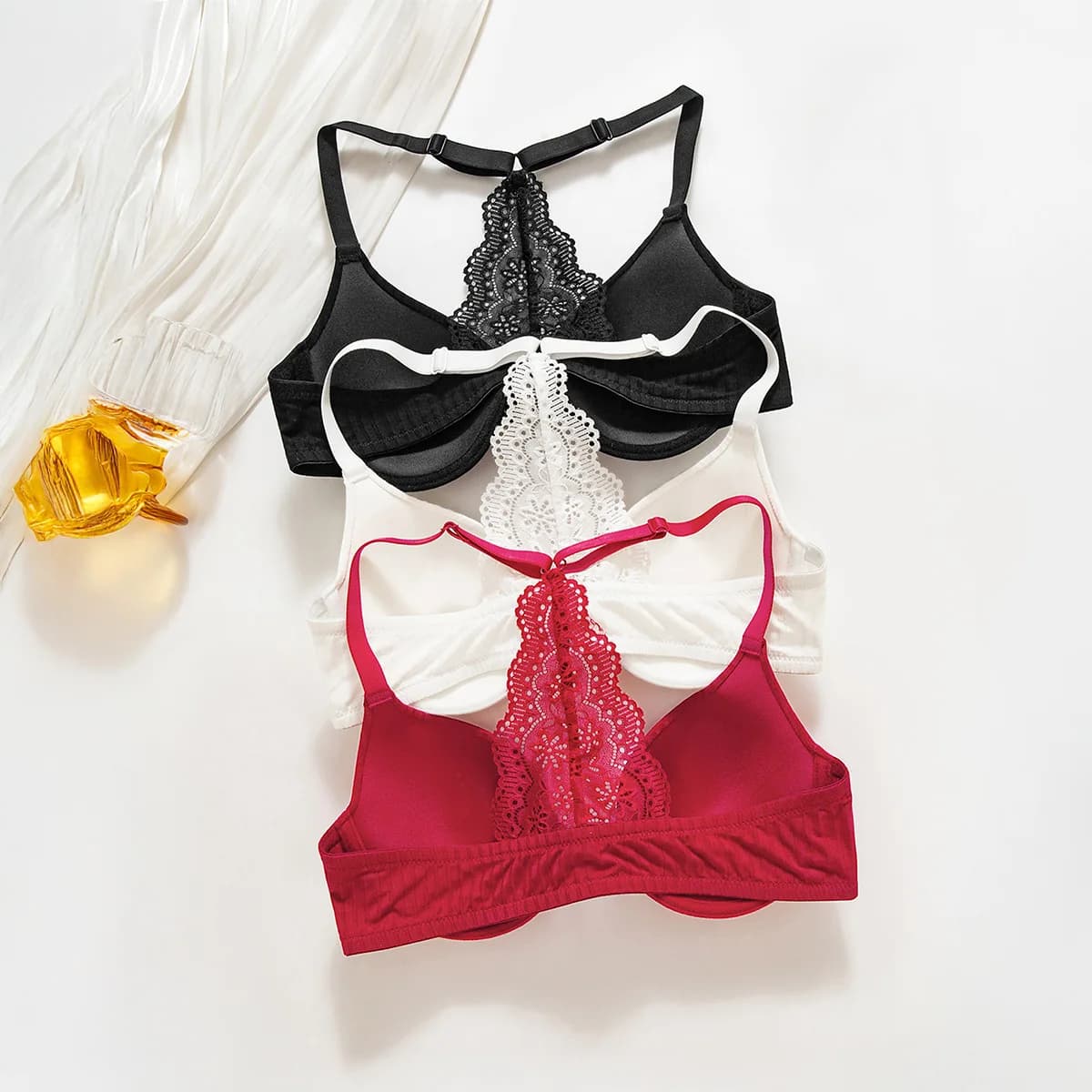 Women's Sexy Front-Opening Lace Back Bra Three-Color Shaping Beautiful Back Brassiere Underwear