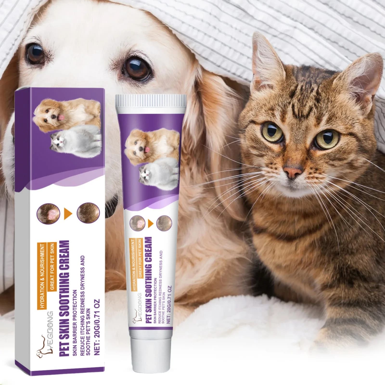 EELJOY Crema per la cura della pelle degli animali domestici per cani Gatti Prurito secco Sollievo dalla pelle Balsamo lenitivo Lozione antiprurito Trattamento allergico Riparazione delle zampe