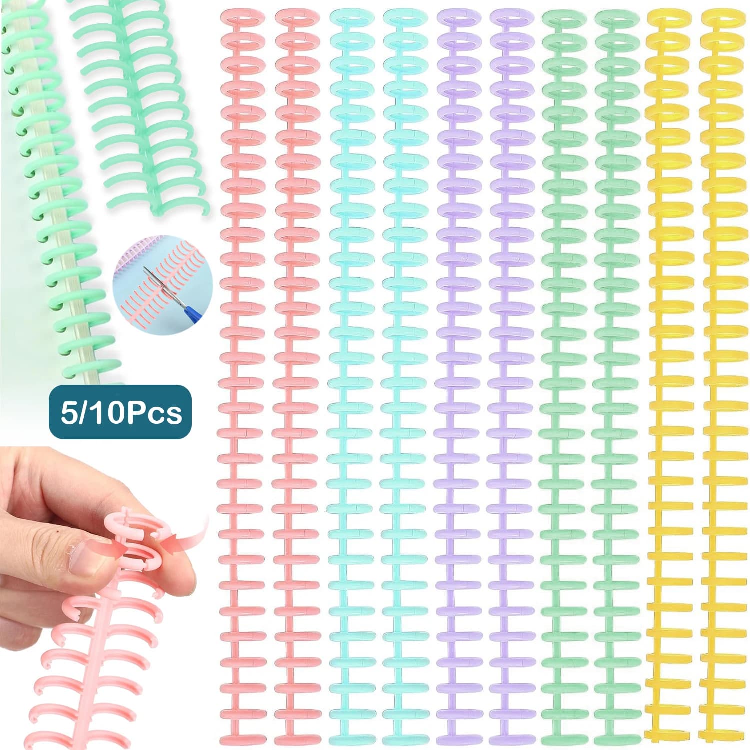 5/10Pcs Pettine di rilegatura 30 anelli di plastica Pettini e spine di rilegatura Easy Edit Spines per documenti Notebook File Making