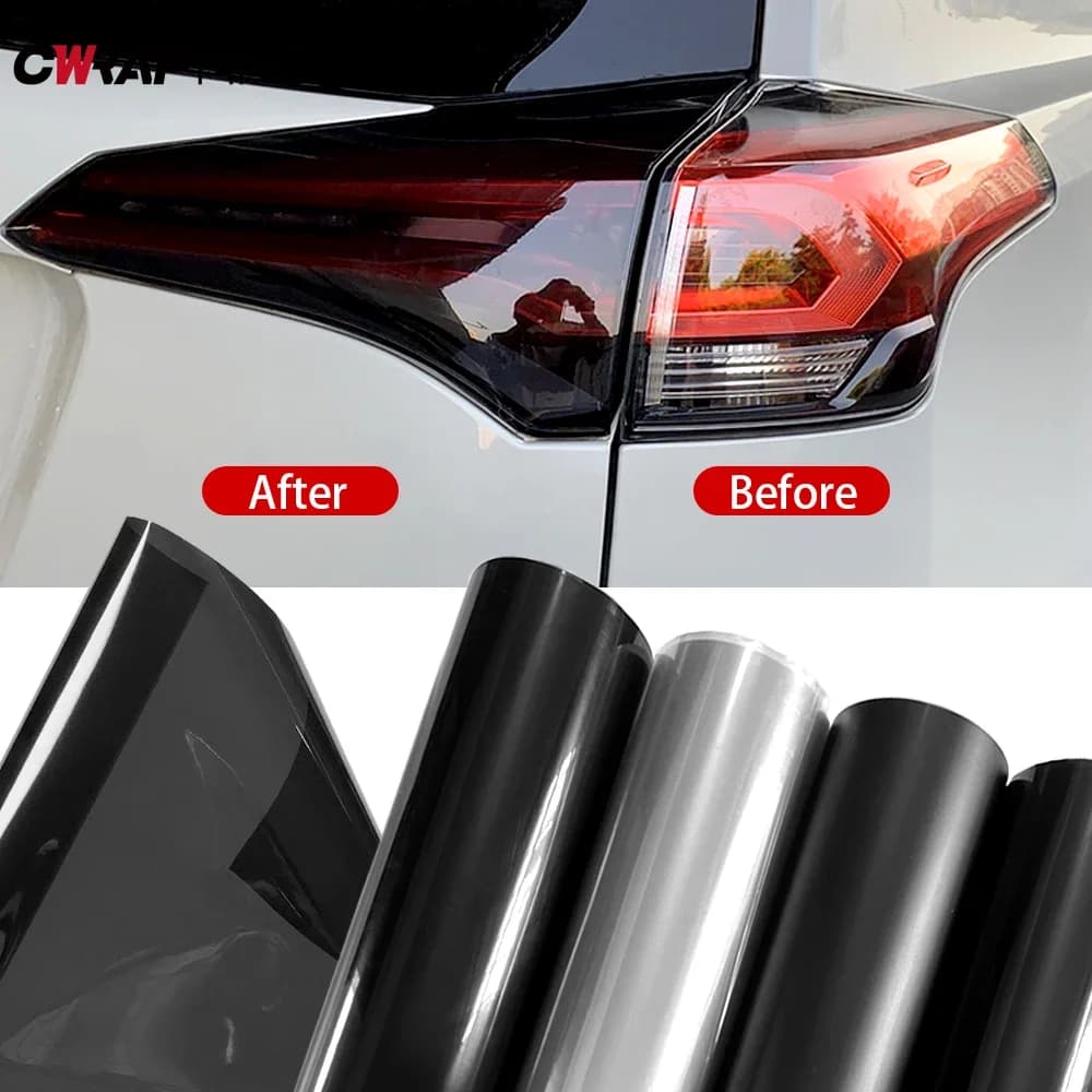 Transparent PVC Film Polished Black Fumé for Faces and Backlights, Wall decal Waterproof Fa-da-Te for Cars