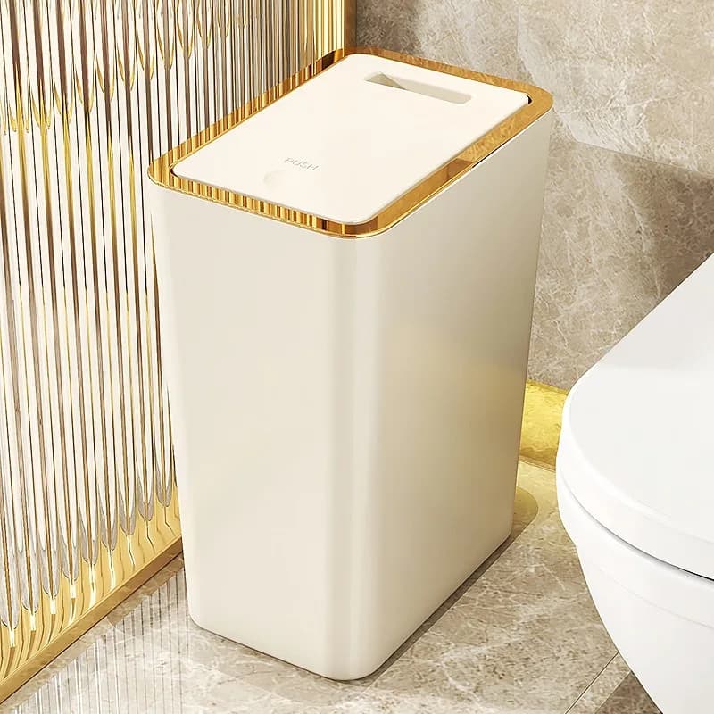 Pattumiera con coperchio, toilette di lusso leggera di fascia alta per la casa, bagno cucina, pattumiera a fessura stretta con grande pressa