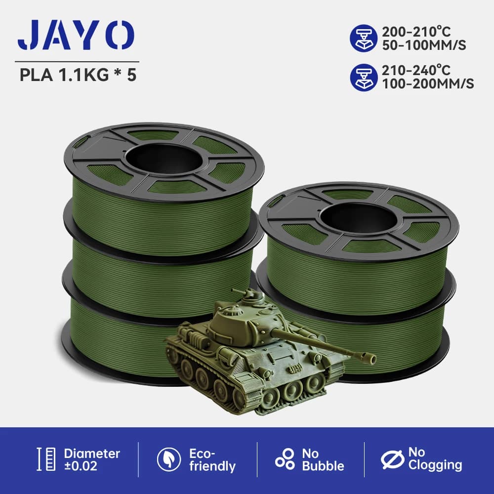 JAYO 5Rolls pla filaments 3D Printer Filament PLA 1.75mm FDM 3D Printer Materials Neatly Wound High Toughness for FDM 3D Printer