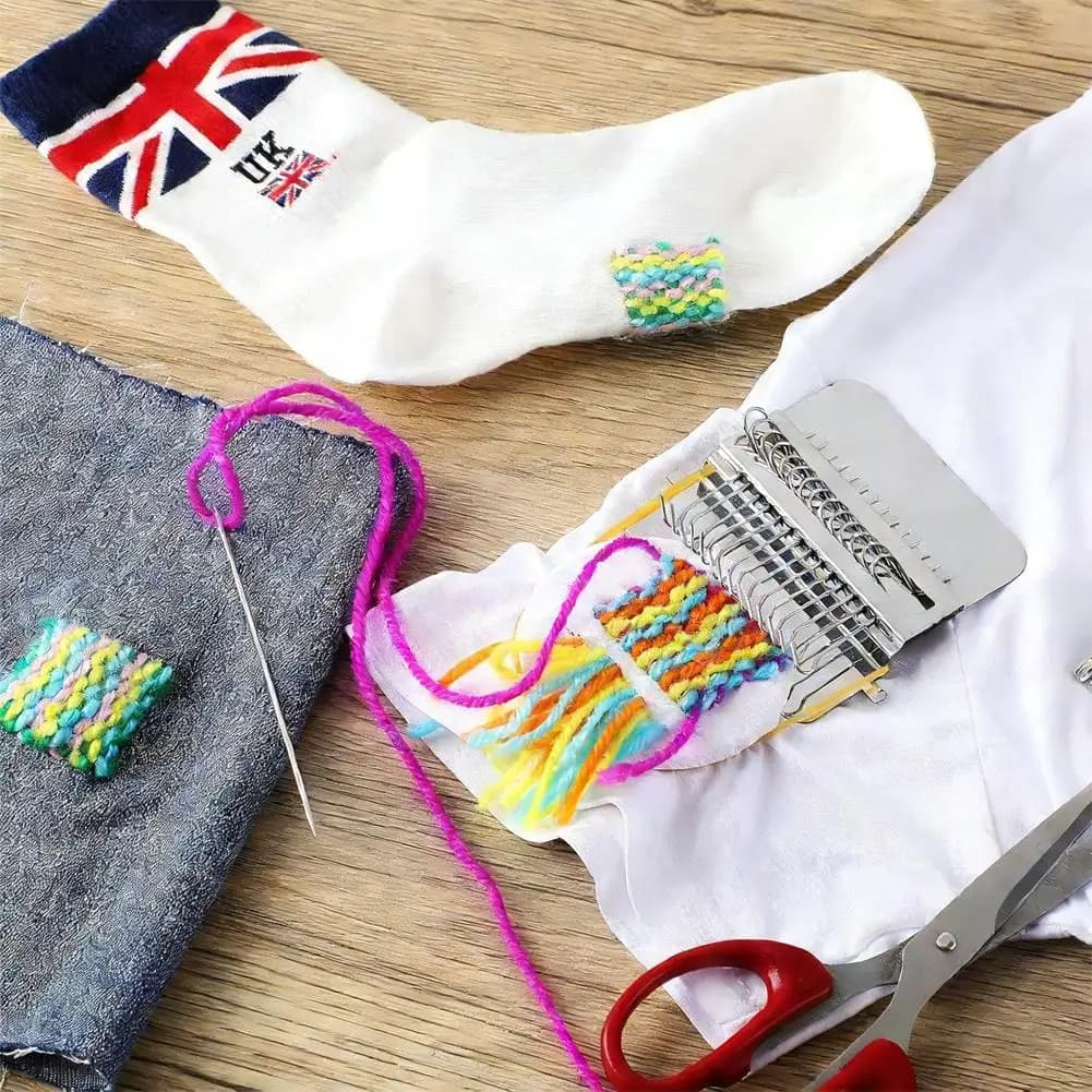 Mini Darning Looms Patch Maker Knitting Kit With 14 Hooks Weaving Tools For DIY Handcraft Repair Beginners Mending Jeans Z8P7
