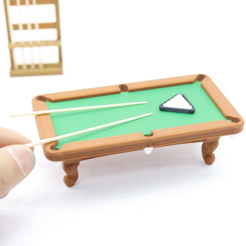Set Tavolo da Biliardo in Miniatura per Casa delle Bambole con Porta Stecche, Modello in Miniatura per Scenari Sportivi, Accessori Decorativi