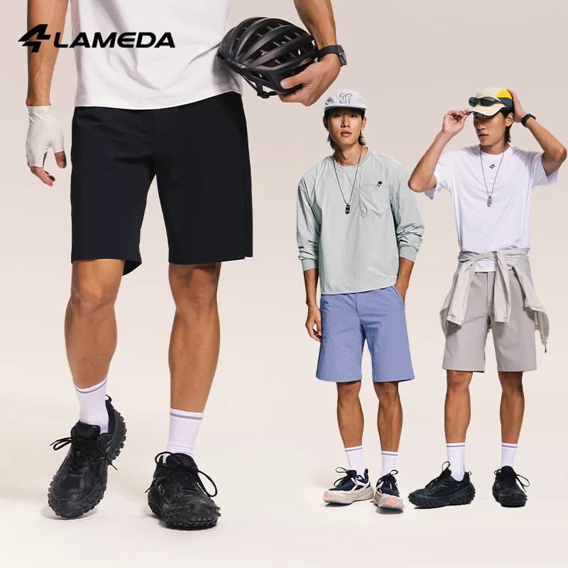 LAMEDA Summer Men's Cycling Shorts Breathable Loose Fit Running Fitness Bike Shorts with Multiple Pockets Casual Sports Bottoms