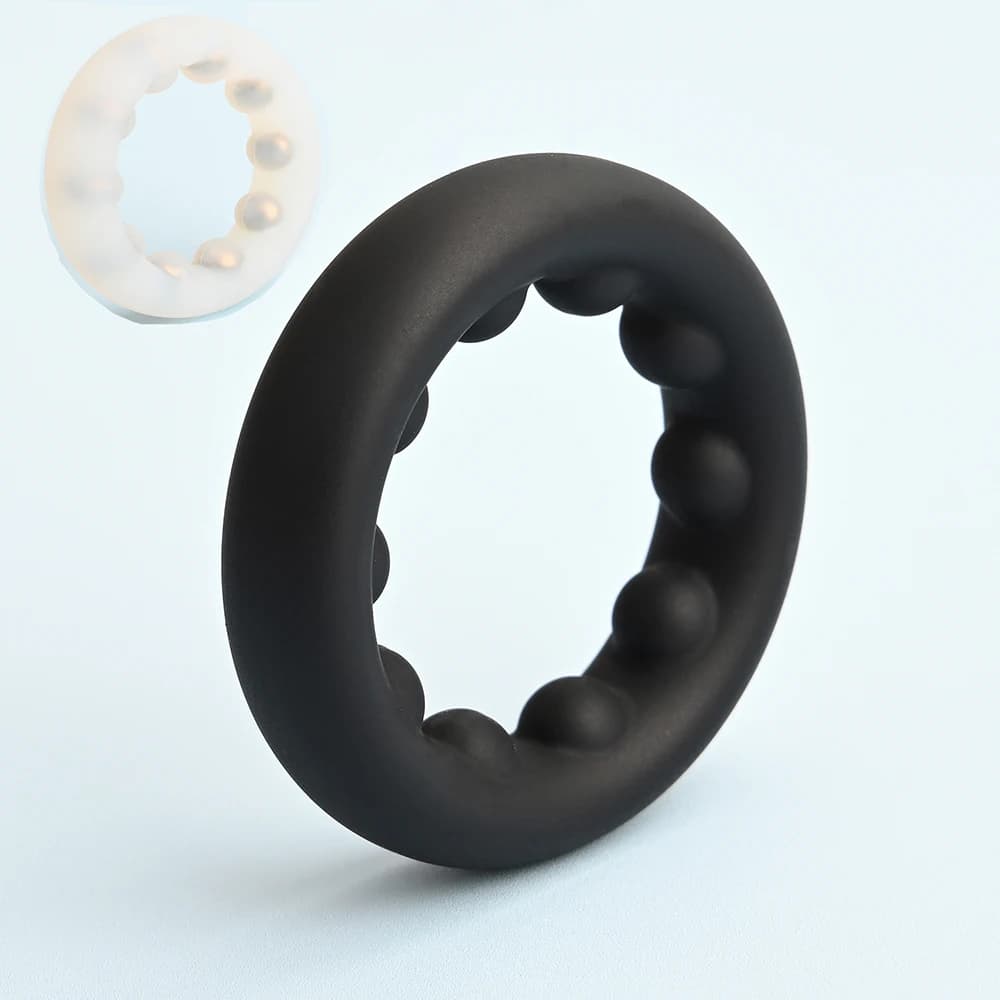 Silicone Penis Cock Rings With Steel Stimulation Beads,Cockring Men,Flexible Scrotum Testicle Ball Stretcher,Sex Toys