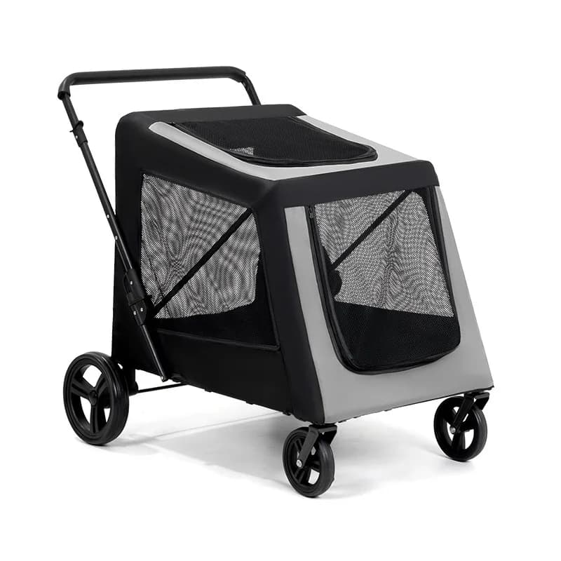 Medium Large Pet Stroller Collapsible Hand Push Carrier Cart for Dog Cat Teddy Outdoor Outing Trip