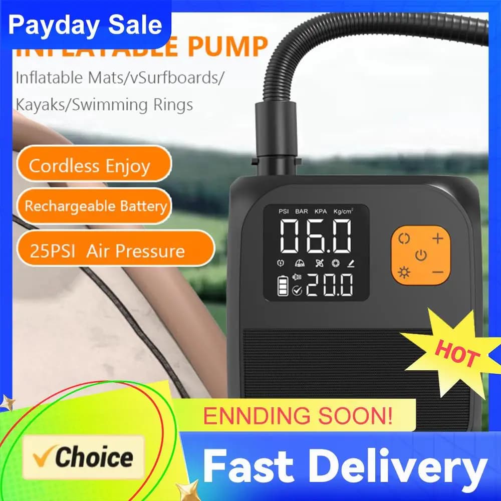 Pompa Elettrica Ricaricabile per SUP, Pompa Portatile da 25PSI per Paddle Board e Gommoni