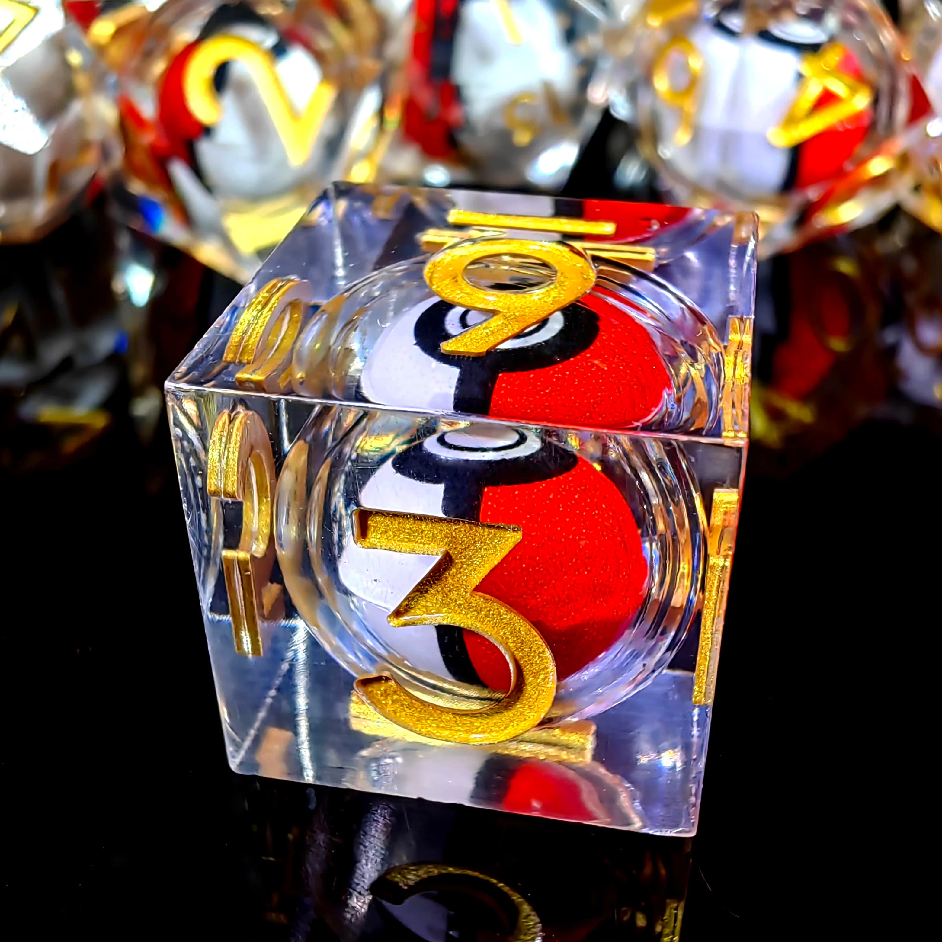 Set di dadi DnD - Dadi poliedrici in resina da 7 pezzi con nucleo rotante Dragon Eye, design trasparente per Dungeons & Dragons, giochi di ruolo