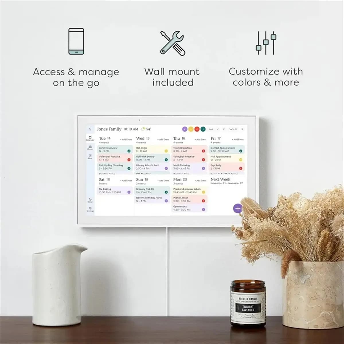 ▶✔▃AC2320-10 Inch Digital Frame Calendar Chore Chart Photo Video Play Smart Touch Screen Display for Family Schedules EU Plug