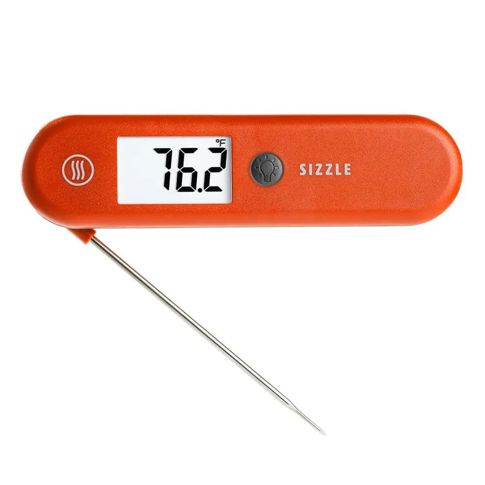 Digital Thermometer for Meat - Instant Reading, Waterproof, Foldable Round, Magnetic Retro, Automatic Retroilluminate Display, for Kitchen and Grill