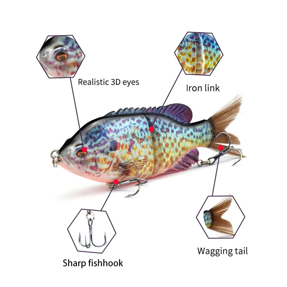 Esca affondante lento per pesci Bluegill da 5,5 pollici Attrezzatura da pesca in plastica artificiale Attrezzatura da pesca Bluegill Glide Bait