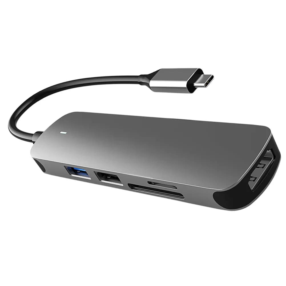 Hub USB Type-C 5-in-1 con Docking Station in Alluminio, Supporta Uscita Video 3840x2160, Collega Monitor, Tastiera, Mouse, Stampante, USB