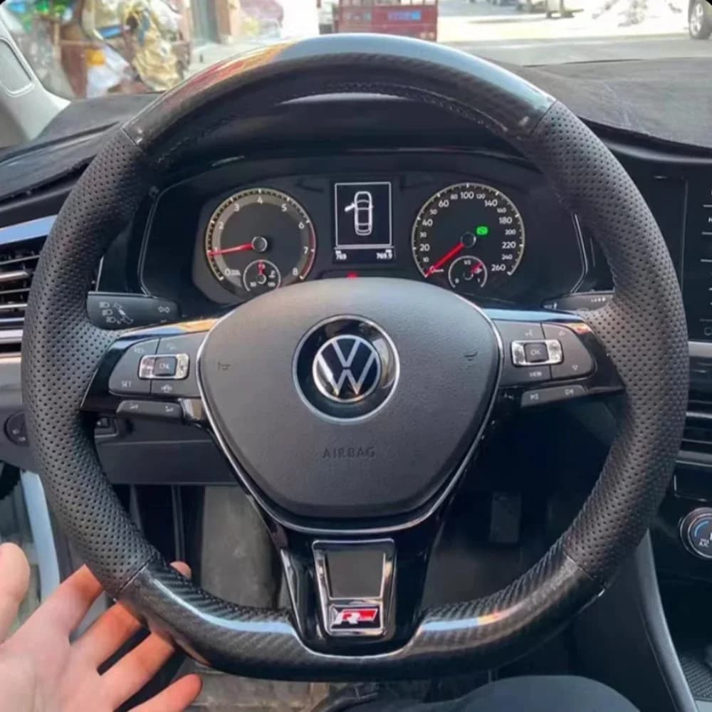 Coprivolante per auto fai da te in pelle in fibra di carbonio per Volkswagen VW Golf 7 Mk7 New Polo Jetta B8 Avant Accessori interni per auto