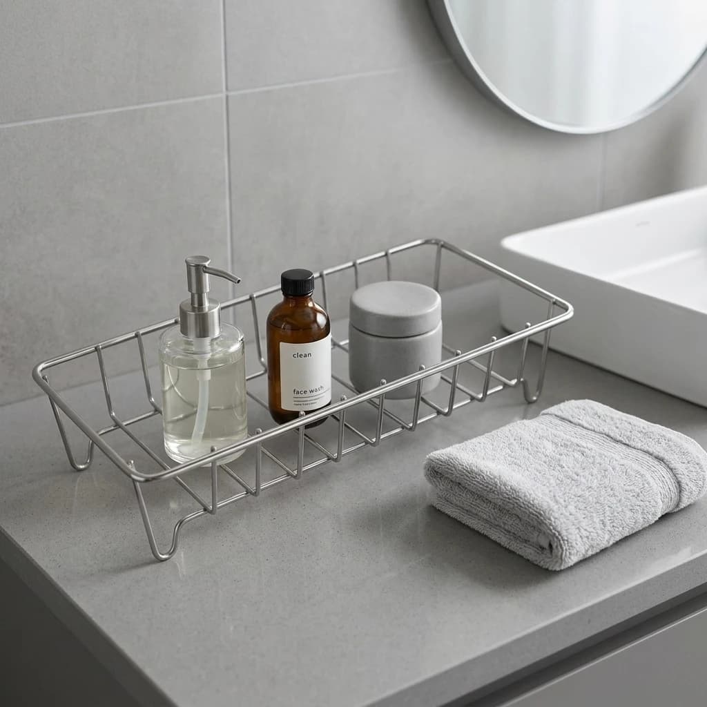 Stainless Steel Bathroom Shelf No-drill Wall Mounted Organize Rack For Kitchen And Bathroom Toiletries Bowl Storage Drain Basket