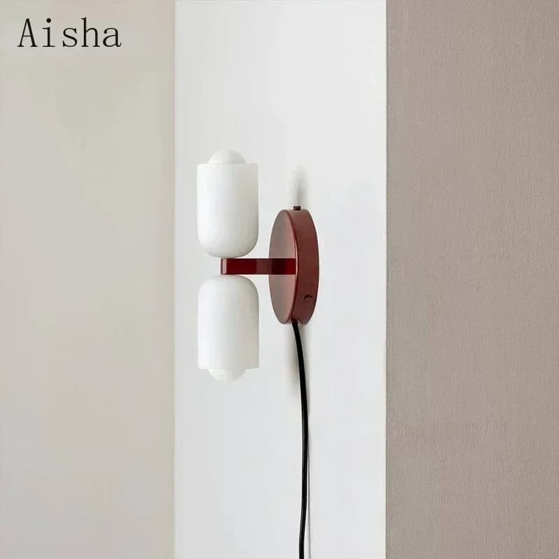 Lampada da parete in vetro Semplice applique a doppia testa per camera da letto Comodino Soggiorno Specchio da bagno Luce frontale Art Designer Home Decor