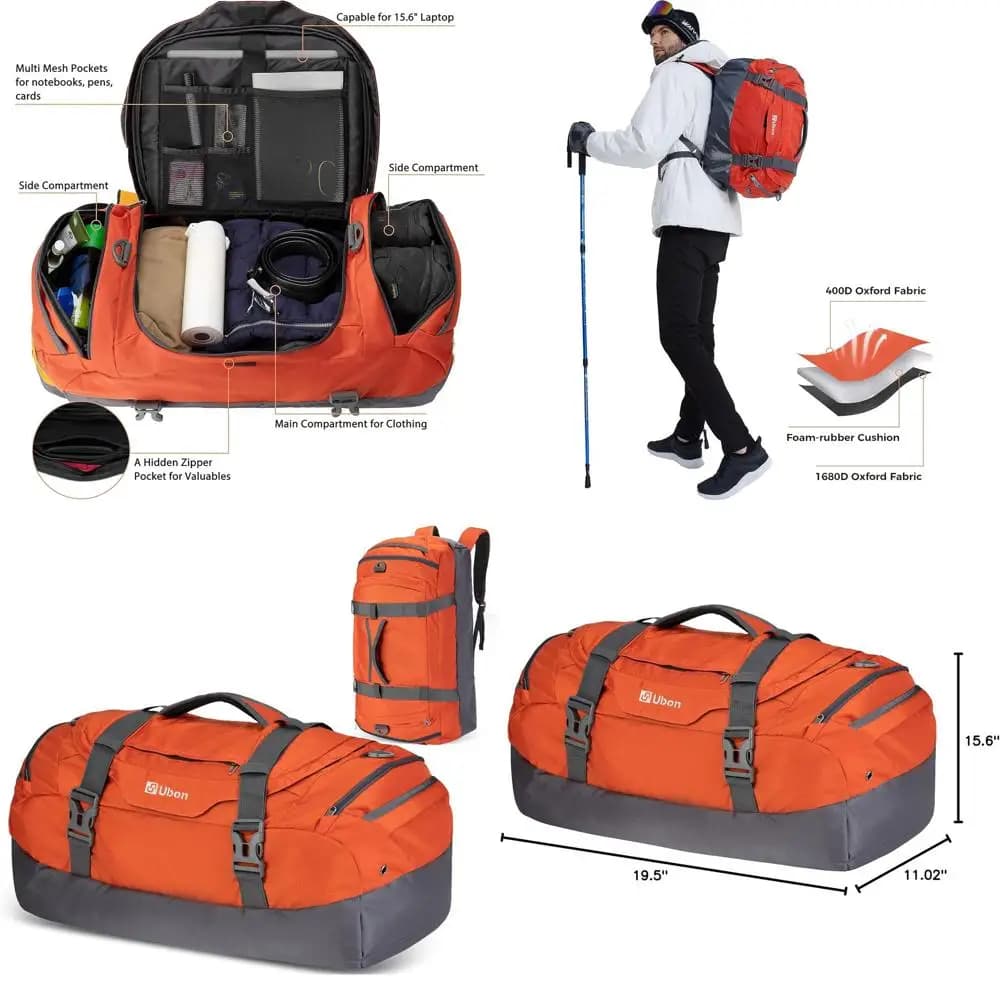 Zaino Sportivo 4-in-1: Borsa da Viaggio con Scomparto per Scarpe per Campeggio e Viaggi