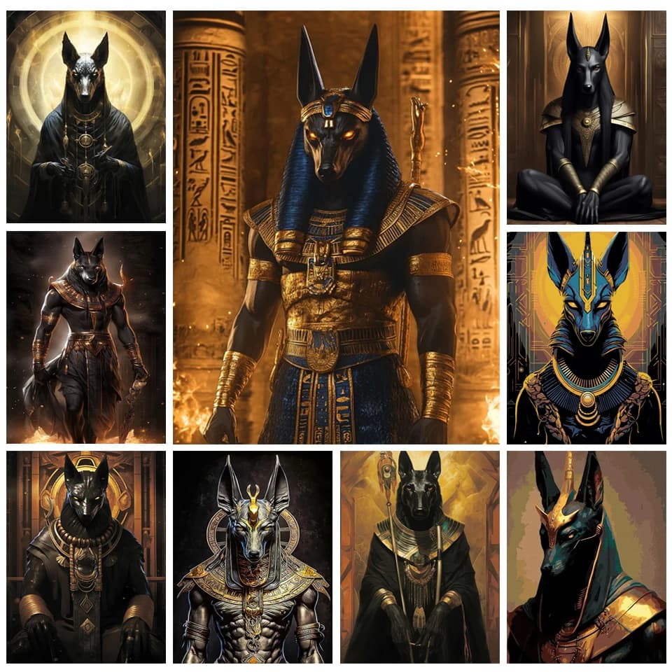 Il dio Anubis Ritratto pittura diamante Arte Dio egiziano Ricamo moderno Dipinti sulla parete Arte mosaico Immagini Arredamento della camera