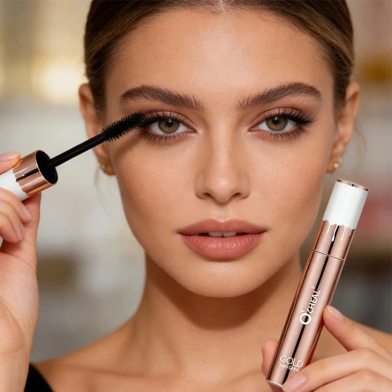 Intense black mascara, resistant to water and sweat, natural and light formula, long lasting, makes the eyelashes look more curved.