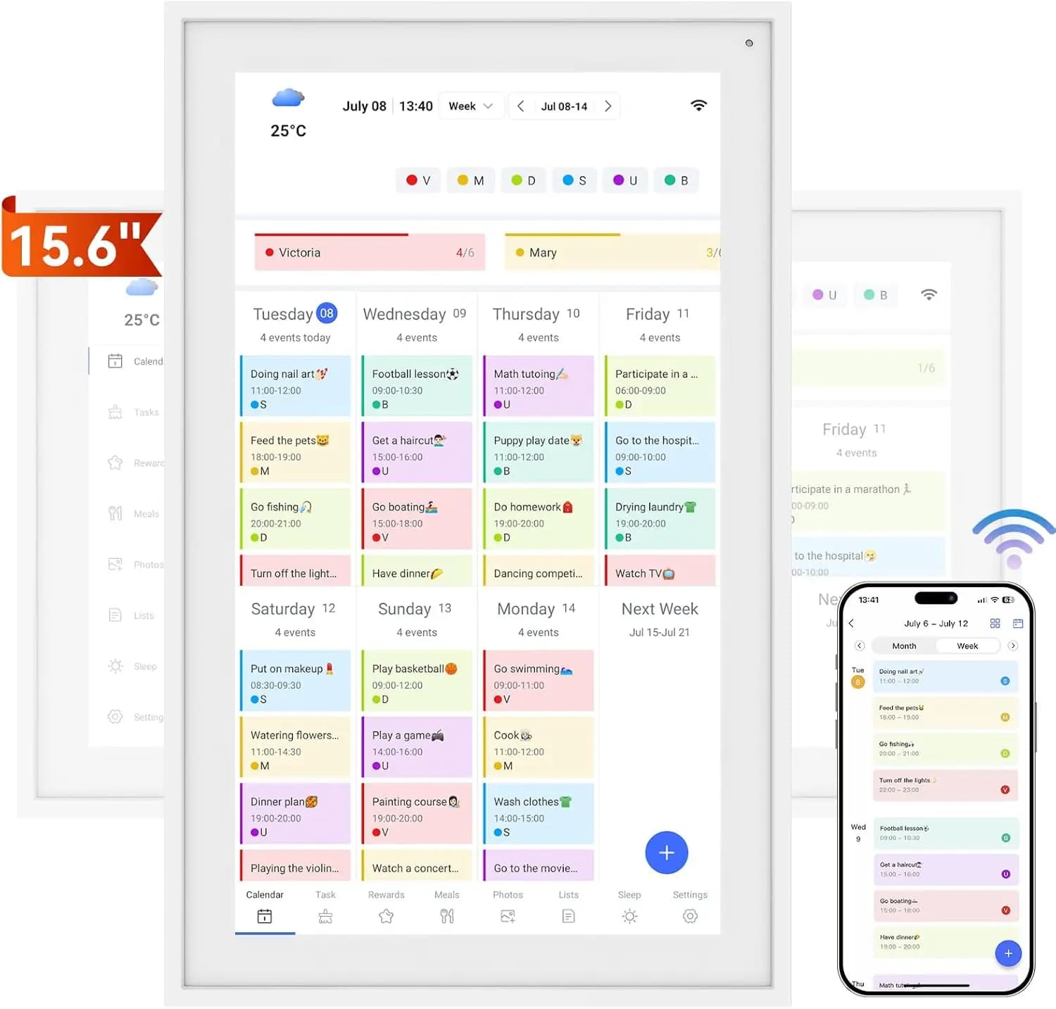 AHXJKA Calendario digitale intelligente da 15,6 pollici Grafico dei lavori domestici Touchscreen interattivo 1080P Montaggio su scrivania Planner elettronico intelligente per famiglie