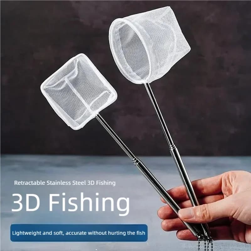 Rete da pesca quadrata per acquario, estensibile con manico lungo, a maglia fine, per la cattura di pesci e gamberetti, accessorio per la pulizia dell'acquario