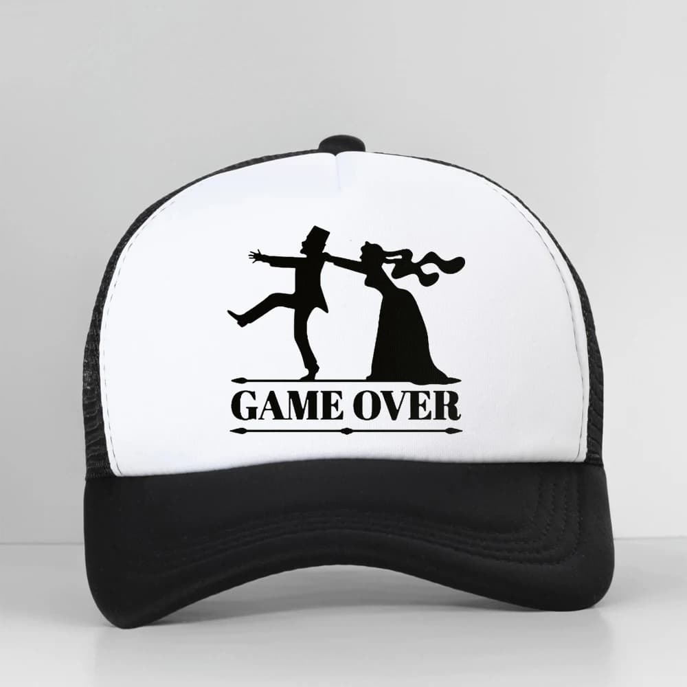 Game Over Bride Groom Bachelor Party Baseball Cap Casual Funny Men Summer Breathable Mesh Trucker Dad Hat Casquette