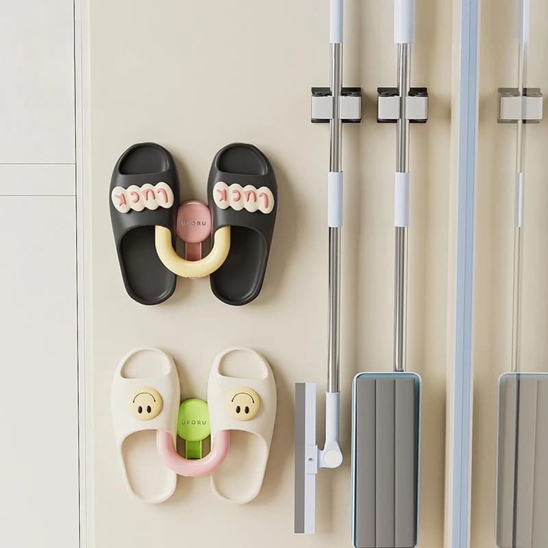 Supporto per pantofole a ventosa con pressione sottovuoto, gancio adesivo forte senza foratura per porta del bagno, portata 5 kg