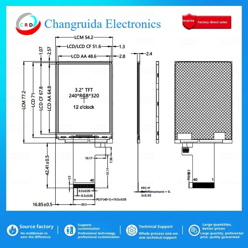 Schermo LCD TFT da 3,2 pollici 240x320 ST7789 Modulo di interfaccia SPI parallelo 8/16 bit per Arduino Mega 2560 fai da te