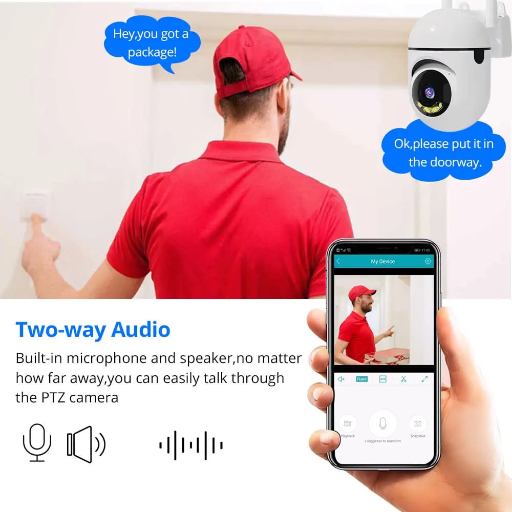 Telecamera PTZ Wireless Mini 2K 5MP con WiFi, Visione Notturna a Colori, Tracciamento Automatico, Monitoraggio Domestico e Sicurezza, Baby Monitor