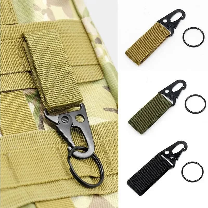 2 pezzi fibbia tattica appesa Molle tessitura in nylon moschettone cintura triangolo portachiavi per arrampicata all'aperto accessorio per attrezzi da campeggio