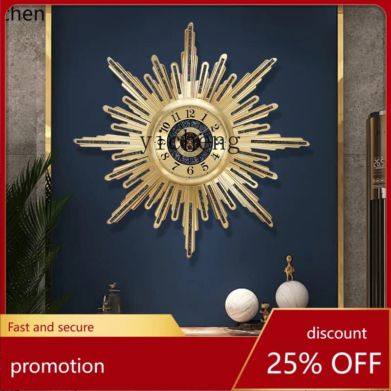 YFY SUNFLOWER Clock Wall Clock Atmospheric Art Clock Villa Entrance Luxury Watch