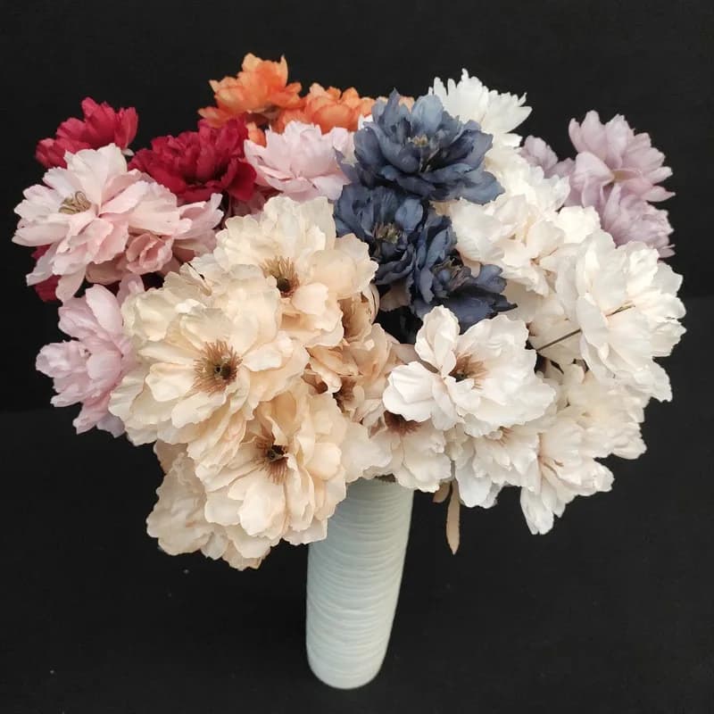 9 Heads Artificial Peony Flowers - European Style Faux Florals with Realistic Design | INS Style Home Decor, Wedding Bouquets, T